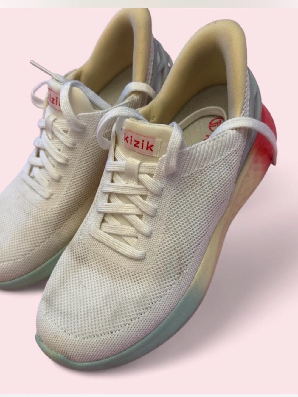 Women's White Mesh Slip-On Sneakers with Pastel Accents